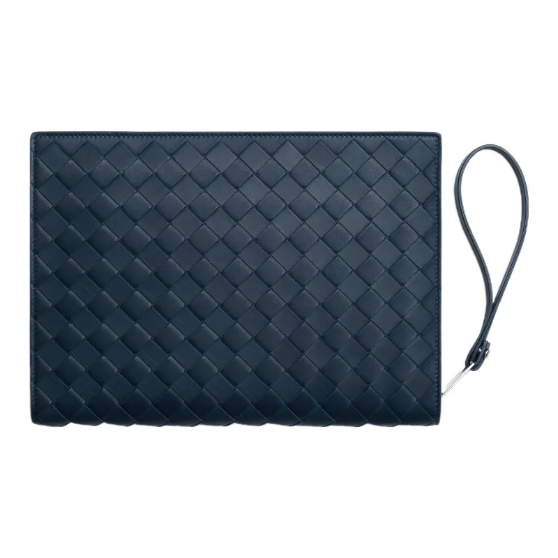 Bottega Veneta Leather Briefcase Document Bag Clutch Trumpets Men's Dark Blue-1