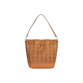 MCM Coated Canvas With Nappa Leather Shoulder Bag Crossbody Bag Handbag Women's Brown Cognac