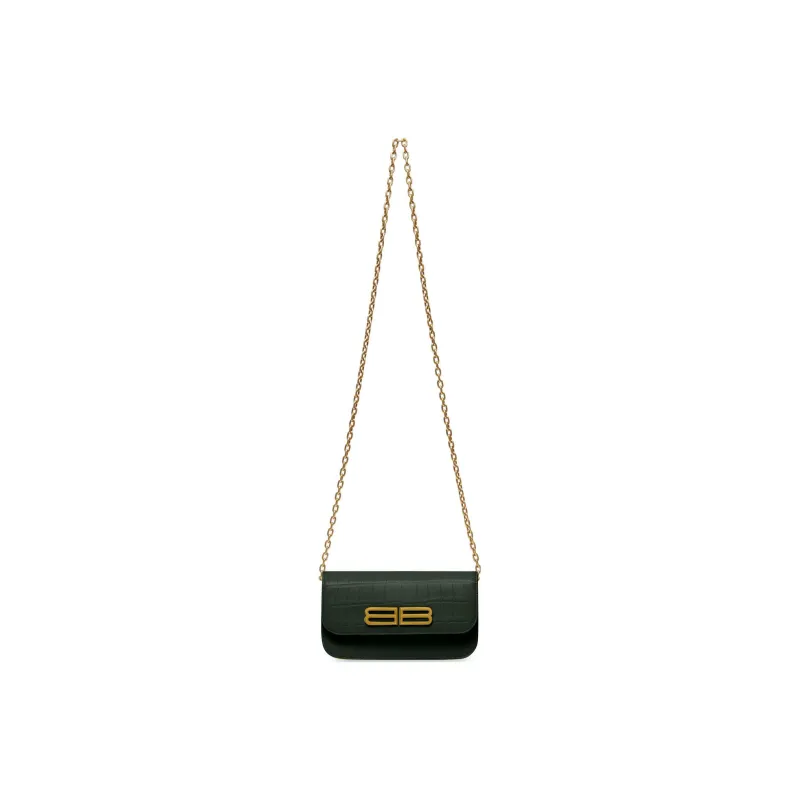 Balenciaga Gossip Calfskin Wallet Women's Dark Green-1