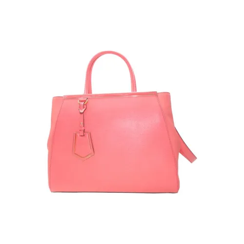 FENDI Textured Calfskin Tote Bag Shopping Bag Handbag Medium Size Women's Pink