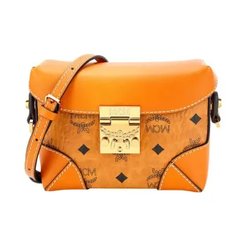 MCM Soft Berlin Visetos Leather Small Square Bag, Fanny Pack, Crossbody Bag Regular Women's Brown