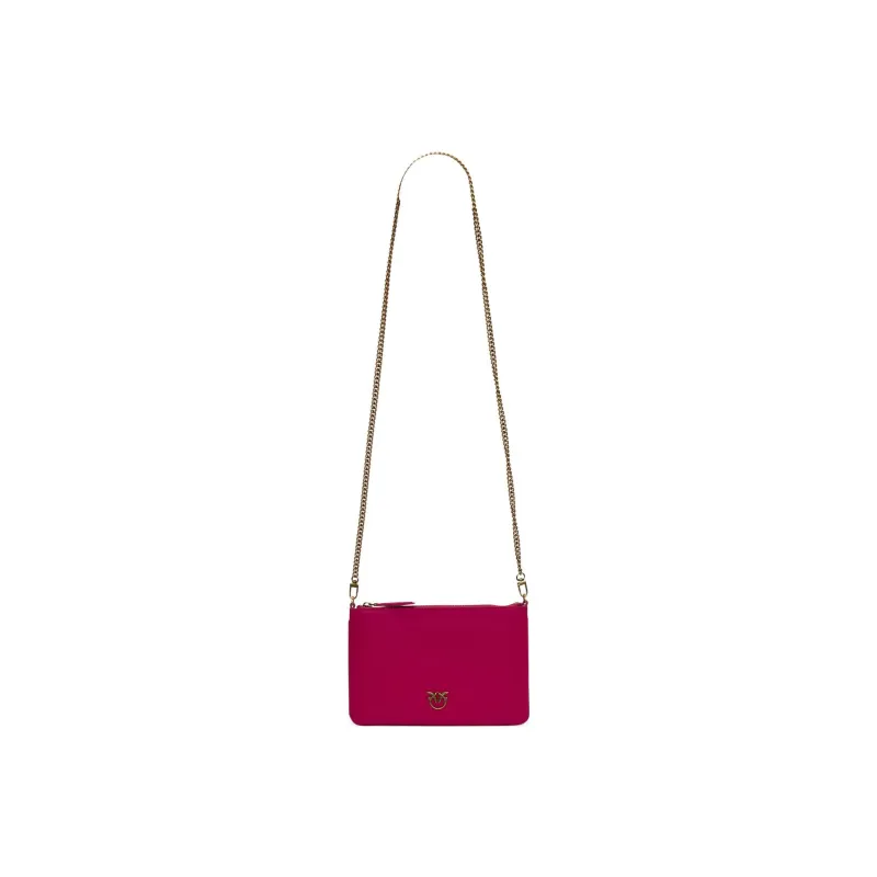 PINKO Leather One Shoulder Crossbody Clutches Women's Fuchsia-1