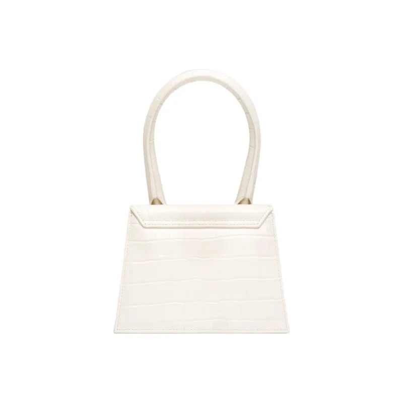 Jacquemus Le Chiquito Crocodile Pattern Cow Leather Shoulder Bag Crossbody Bag Handbag Women's White-3