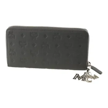 MCM Zip Around Wallet Visetos Charm Large Black