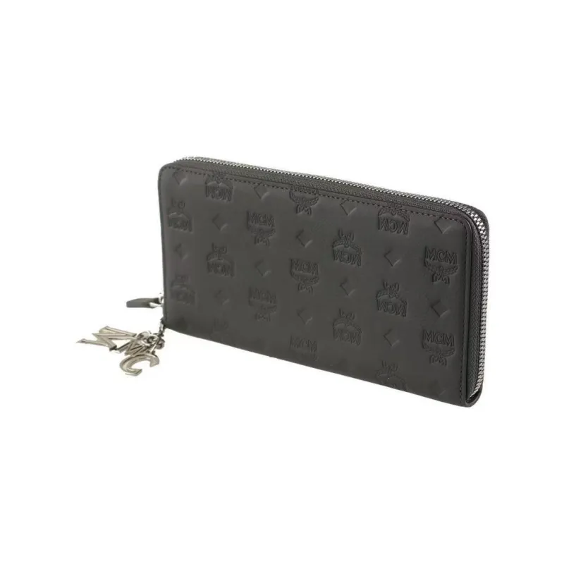 MCM Zip Around Wallet Visetos Charm Large Black-2