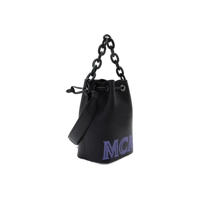 MCM Leather Bucket Bag, Shoulder Bag, Crossbody Bag, Handbag Mini Women's Black-1