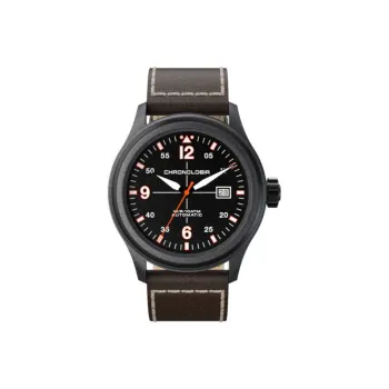 CHRONOLOGIA Pilot Collection Wrist Watch Mechanical Movement Leather Strap Black Dial Men's Watches 78473