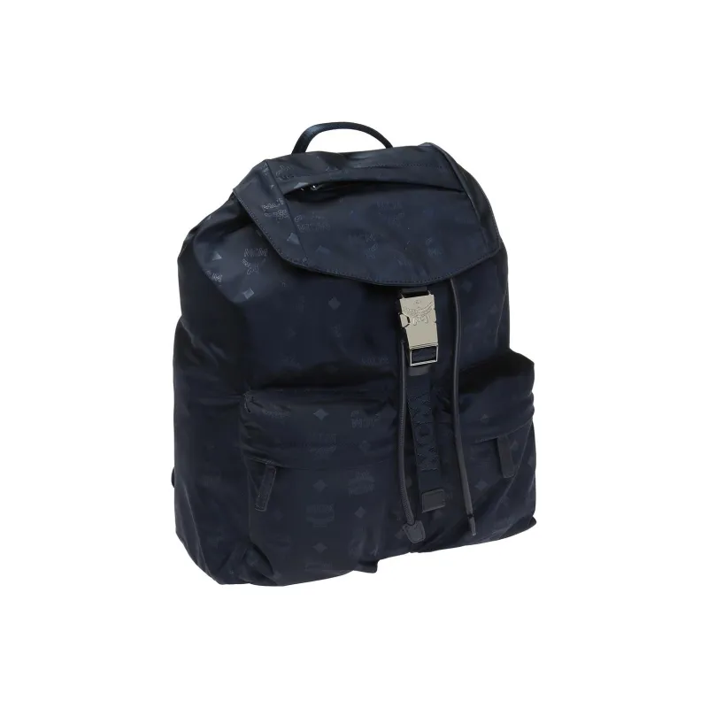 MCM Leather Backpack Unisex Blue-1