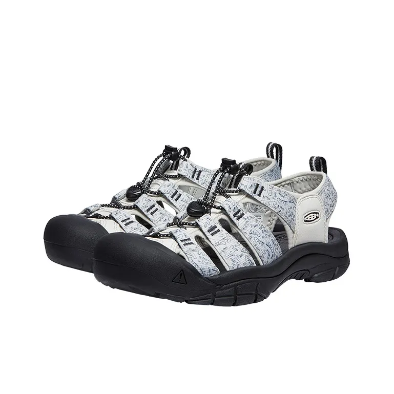 KEEN Newport Retro Breathable And Wear resistant River Trekking Shoes Men's Black/White/Printed Pattern-2