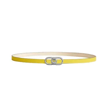 HERMES Signature Plaisance Smooth Buckle Leather Belts Women's Yellow Width: 1.3cm