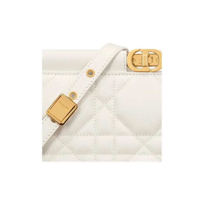 DIOR Caro Sheepskin One Shoulder Crossbody Clutch Regular Women's Milk White-5