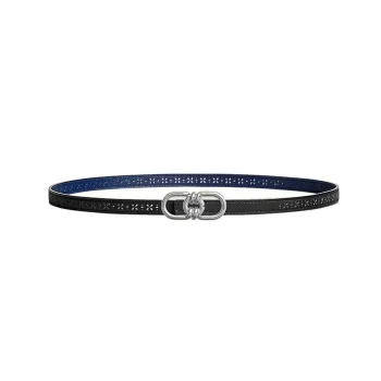 HERMES Signature Plaisance Smooth Buckle Leather Belts Women's Black Width 1.3cm