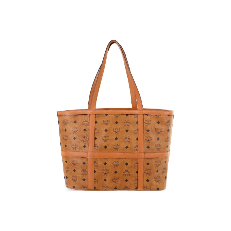 MCM Delmy Shopper Medium Visetos Cognac-0