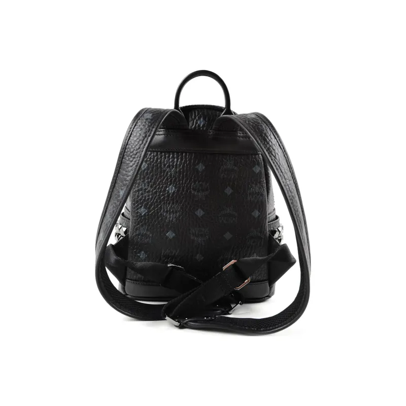 MCM Stark Backpack Visetos Side Studs Mini Black-2