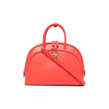 MCM Smooth Leather Dome Bag, Shoulder Bag, Crossbody Bag, Handbag Large Size Women's Red