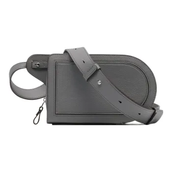 Delvau Pin Textured Calfskin Shoulder Bag Crossbody Bag Regular Unisex Gray