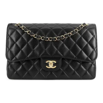 CHANEL Classic Flap CF Cow Leather And Gold Metal Mouth Cover Bag Crossbody Bag Shoulder Bag Women's Black