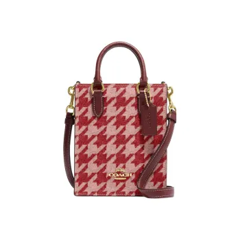 COACH N/S Canvas With Leather Tote Bag, Shopping Bag, Handbag, Shoulder Bag Mini Women's Red