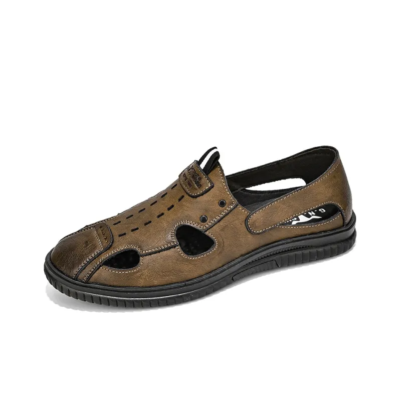G.N.SHIJIA Casual Shoes Men Low Top Black/Dark Brown-1