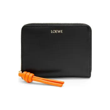 LOEWE Nappa Cow Leather Wallet Women's Black/Bright Orange