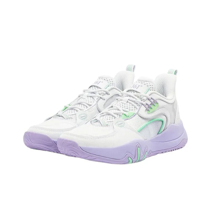 361° LAVA Series LAVA Durable Cushioning Low Top Basketball Shoes Men's White Purple-2