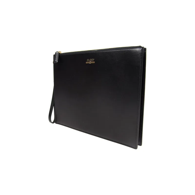 GUCCI Cow Leather Clutch Regular Men's Black-1