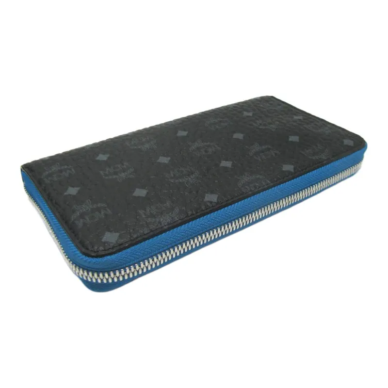 MCM Wallet Visetos Blue Zip Tape Large Black-4