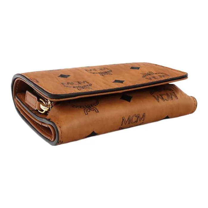 MCM Original Visetos Artificial Leather Wallet Men's Brown Cognac-2