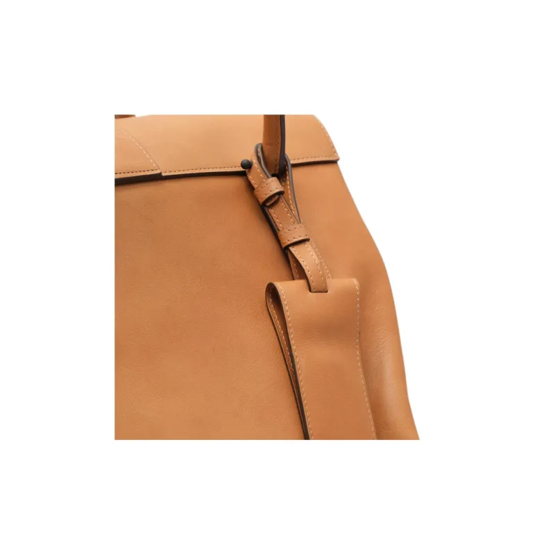 Delvau Smooth Dream Calf Calfskin Handbag Extra Large Unisex Caramel-6