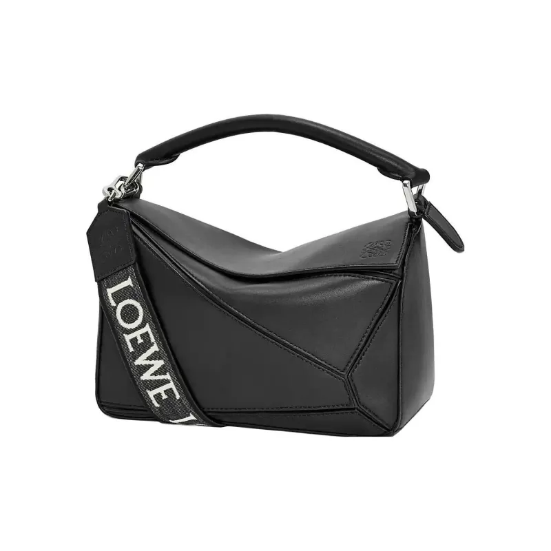 LOEWE Puzzle Cow Leather Shoulder Bag, Crossbody Bag, Handbag Trumpets Women's Black-0