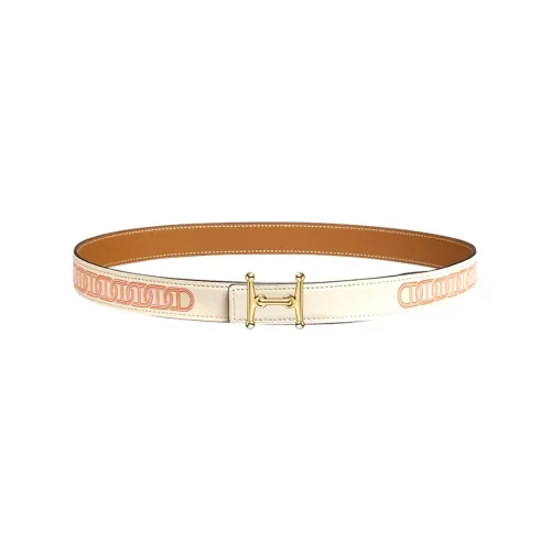 HERMES Leather Belts Women's Beige