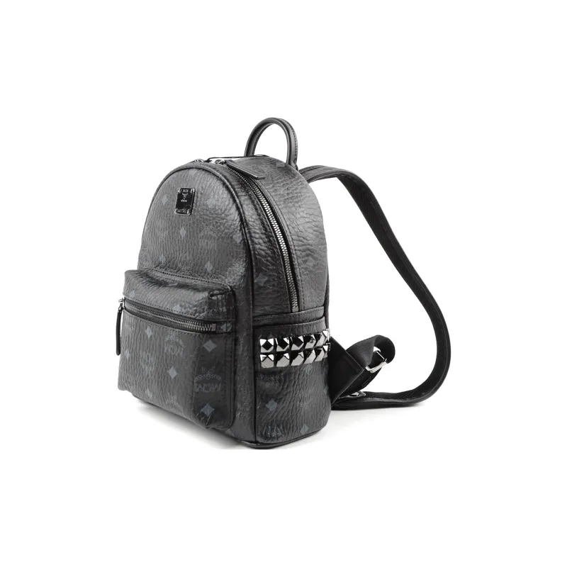 MCM Stark Backpack Visetos Side Studs Mini Black-1