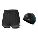 Black Swimming Shorts+Swimming Cap