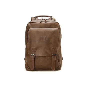 CAMEL PU Laptop Backpack Regular Unisex Camel