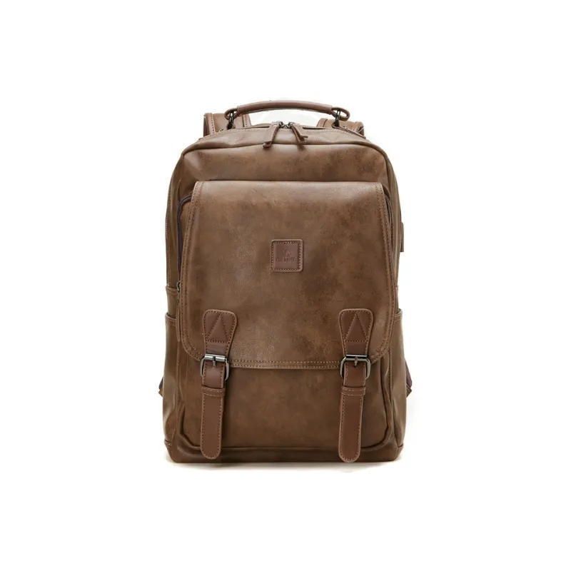 CAMEL PU Laptop Backpack Regular Unisex Camel-0