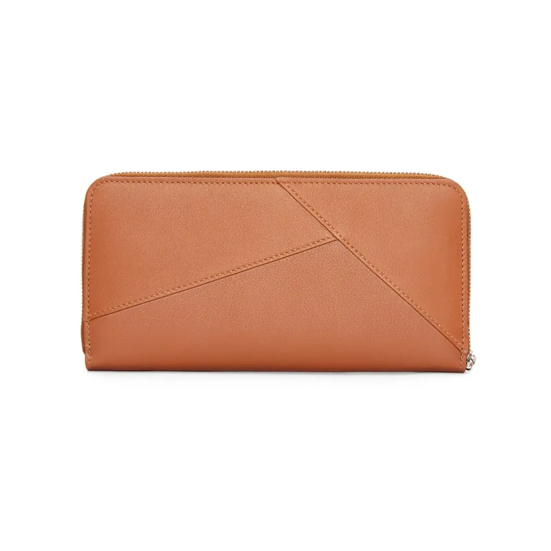 LOEWE Puzzle Calfskin Wallet Women's Tan-1