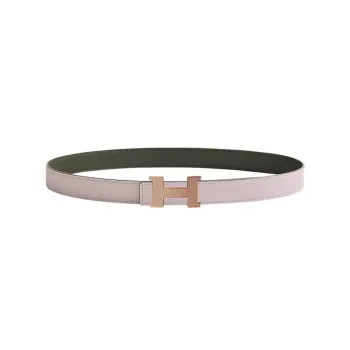 HERMES Calfskin Double-Sided Leather Belts Women's Pink Width 24mm