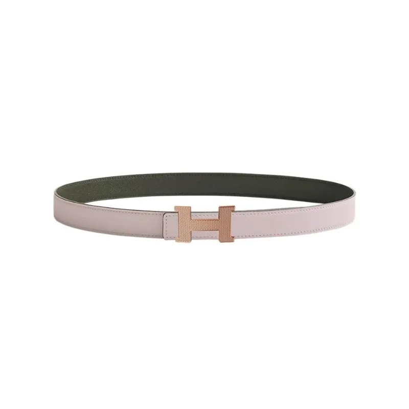 HERMES Constance Calfskin Double Sided Leather Belts Women's Pink Width 24mm-0