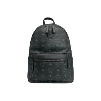 MCM Coated Canvas Backpack Small Size Unisex Black