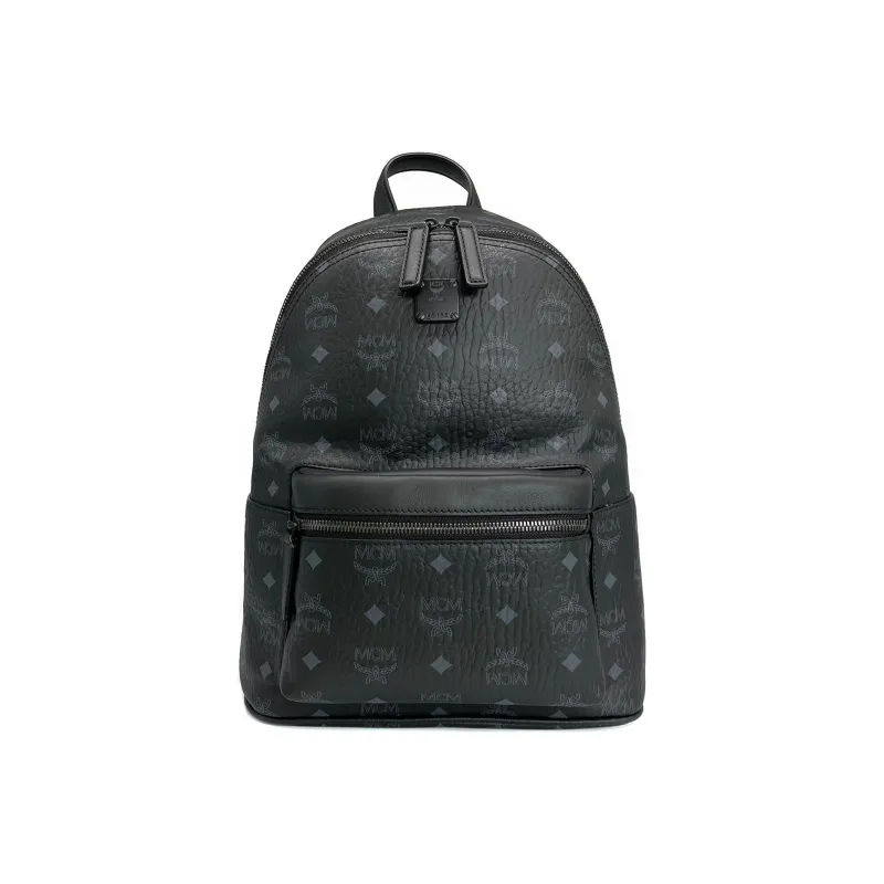 MCM Coated Canvas Backpack Trumpets Unisex Black-0