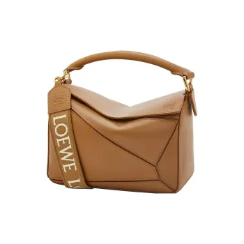 LOEWE Puzzle Cow Leather Shoulder Bag Crossbody Bag Handbag Small Size Women's Brown