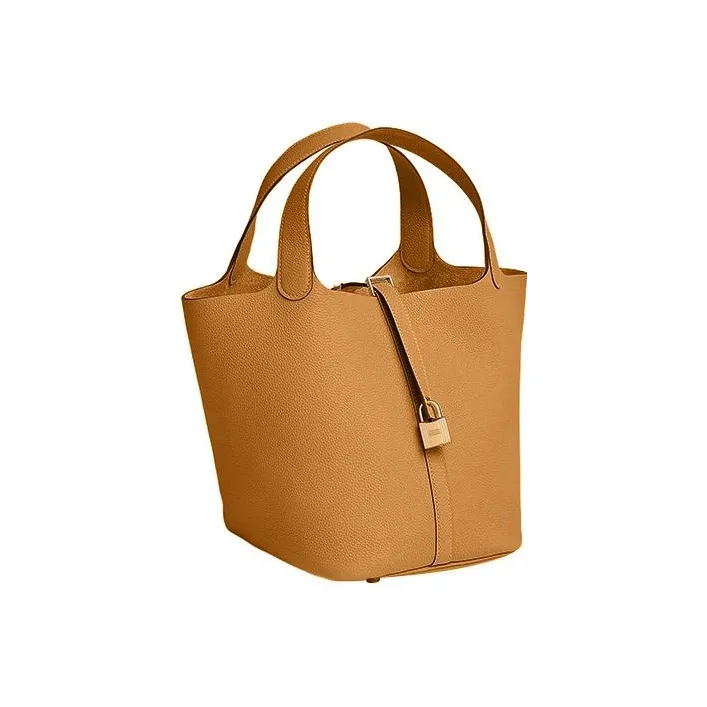 HERMES Taurillon Maurice Calfskin Basket Bag Handbag Bucket Bag 22 Women's 2S Sesame Sesame-Colored-1