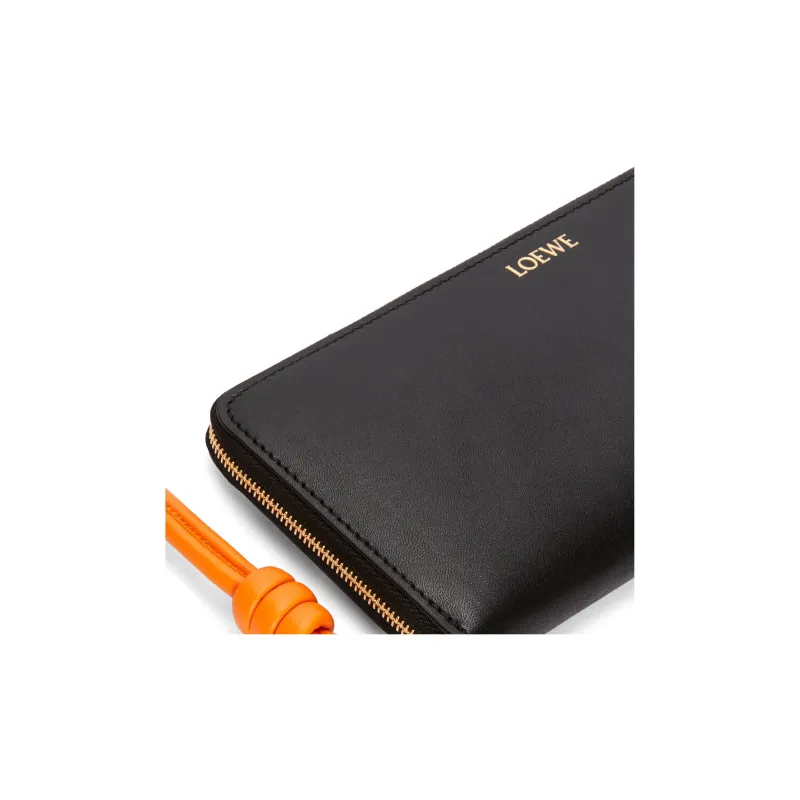 LOEWE Bright Nappa Calfskin Wallet Women's Black/Bright Orange-4