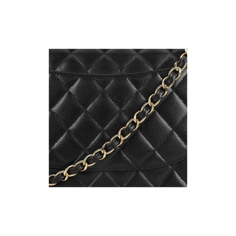 CHANEL Classic Flap CF Cow Leather And Gold Metal Flap Bag, Crossbody Bag, Shoulder Bag Tubas Women's Black-5