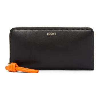 LOEWE Bright Nappa Calfskin Wallet Women's Black/Bright Orange