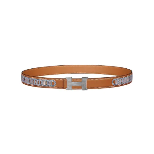 HERMES Constance Leather Belts Women's Brown/Indigo