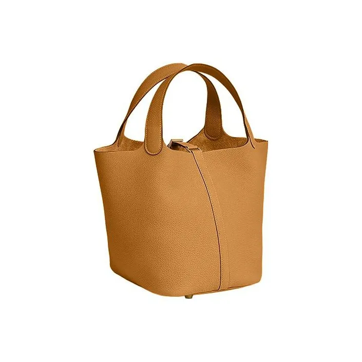HERMES Taurillon Maurice Calfskin Basket Bag Handbag Bucket Bag 22 Women's 2S Sesame Sesame-Colored-2