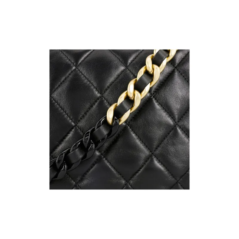 CHANEL Sheepskin Flap Bag, Shoulder Bag, Crossbody Bag Trumpets Women's Black-4