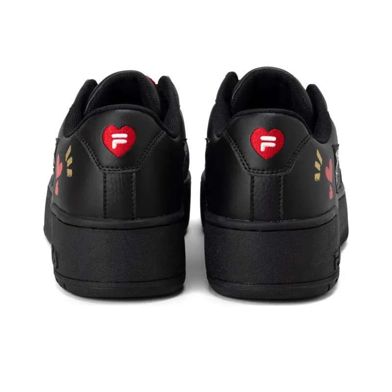 FILA FX-115 Heart Collage Anti-Slip Wear-Resistant Low-Top Skateboard Shoes Women's Black White Red-4