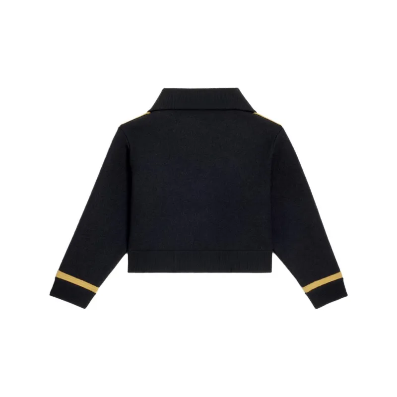 CELINE Cropped Military Vareuse Wool Triomphe Embroidery Jacket Navy-1